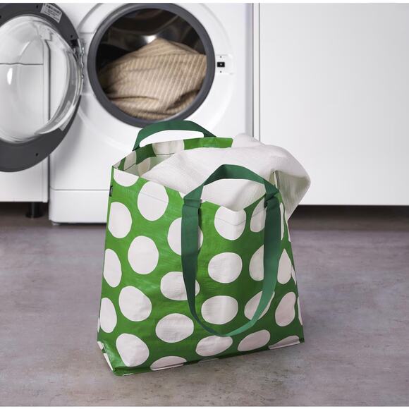 Ikea totes SÄCKKÄRRA Shopping bag, white/green, 7x17 ¾x17 ¾ "/10 gallon lot of 4 - Picture 3 of 8